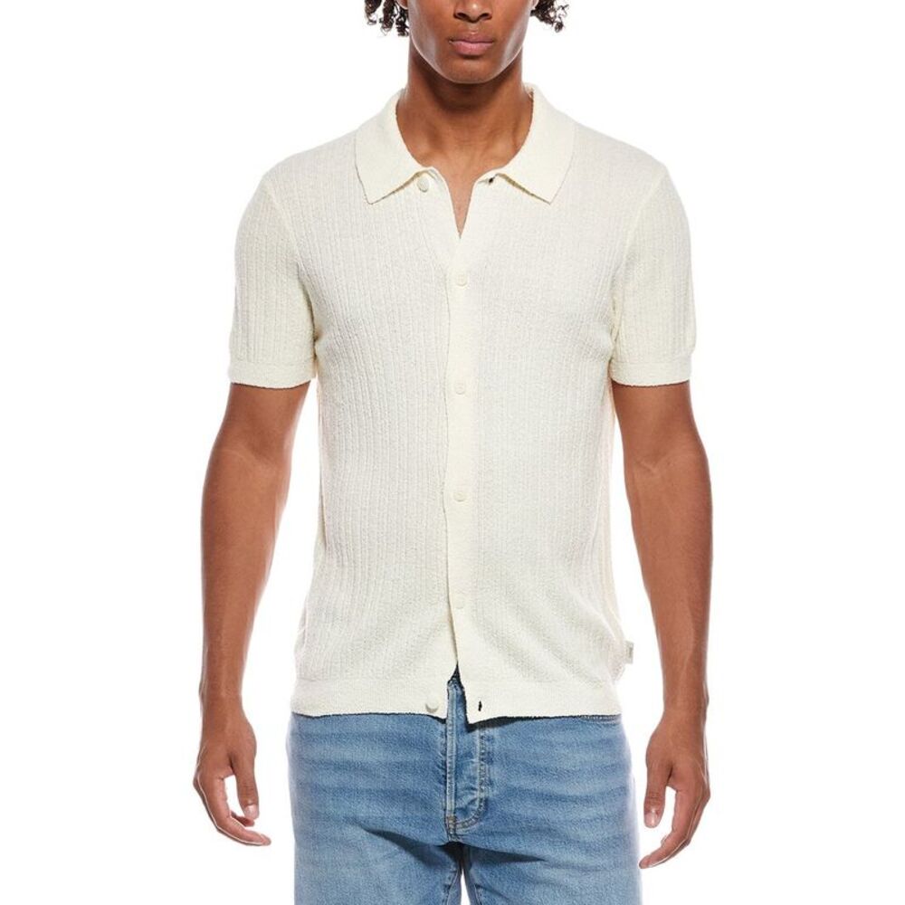 Onia Mens  Boucle Rib Button-Up Shirt, White